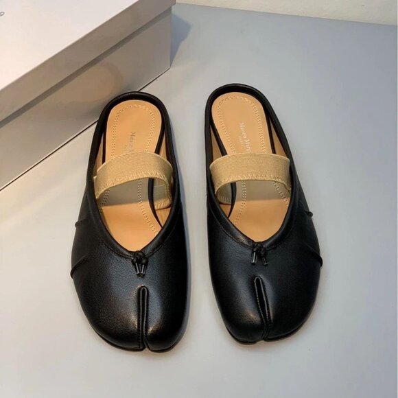 Maison Margiela Tabi Ballet Flats Black Size 39 US9 w/ Elastic Band Japan - Picture 7 of 8